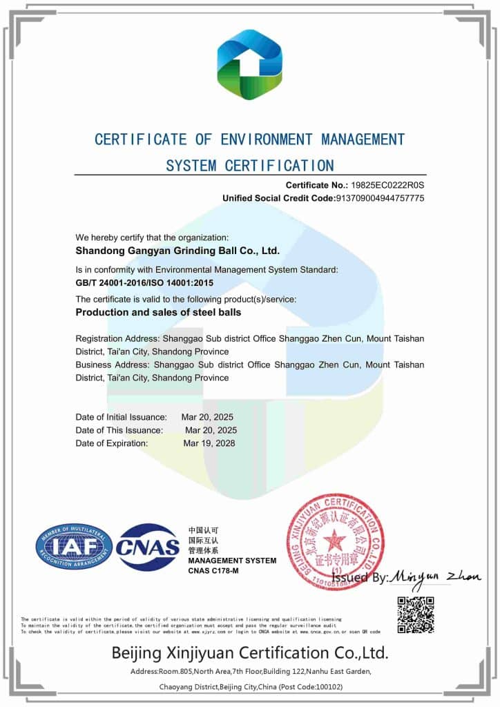 ISO 14001 Environmental Management System Certificate – English