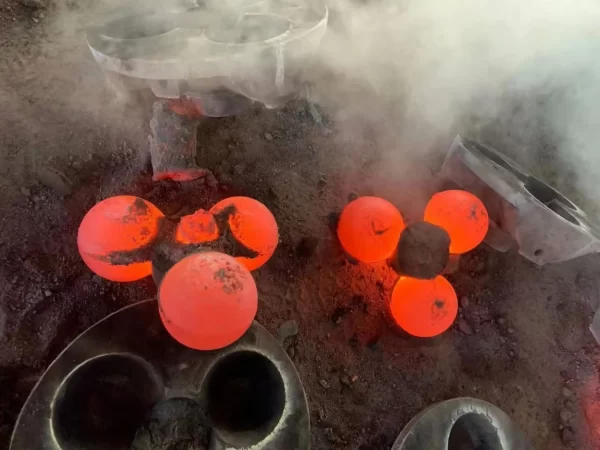 Hot cast steel grinding balls after casting process