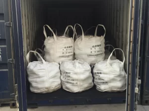 FIBC bags of grinding balls loaded in a shipping container