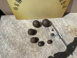 High carbon forged steel grinding balls on inspection table