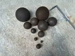 Different sizes of grinding balls displayed on a loading page
