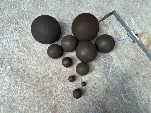 Different sizes of grinding balls displayed on a loading page