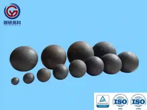 Forged and cast steel grinding balls for mining and cement industries, designed for wet and dry milling processes.