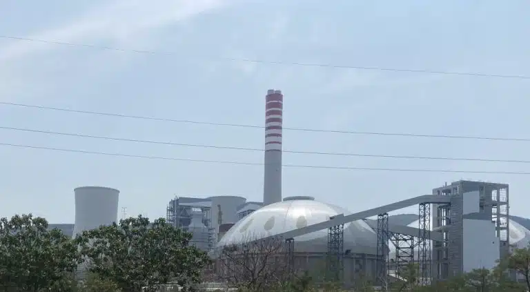 A view of a power station where grinding balls are essential in material processing and energy production.