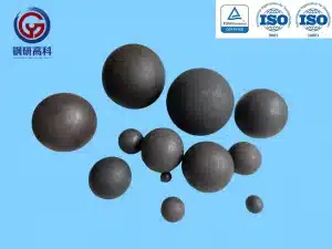 Steel grinding balls for mining, cement, and power industries, designed for wet and dry milling processes.